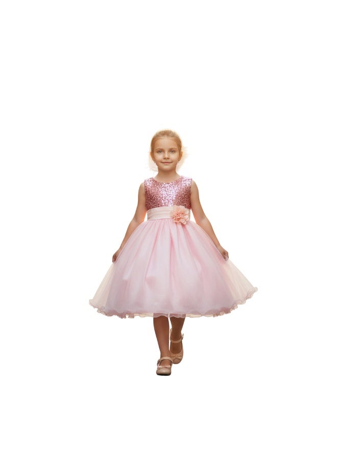 D'Daniela Sparkly Sequins and Flower Dress Pink - Image 4
